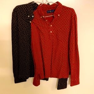 Two Men’s S Long Sleeve patterned polos by Polo Ralph Lauren
